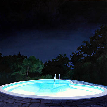 Kat O'Connor oil painting night pool corporate collection