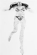 Kat O'Connor drawing conte graphite female figure float swim