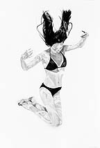 Kat O'Connor Drawing conte graphite female figure float swim