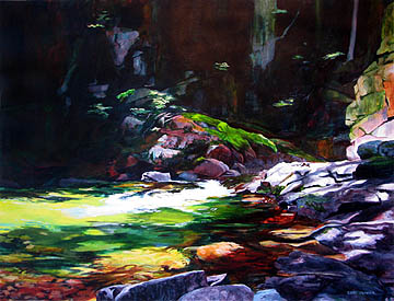 Kat O'Connor Sabbaday Falls New Hampshire acrylic painting