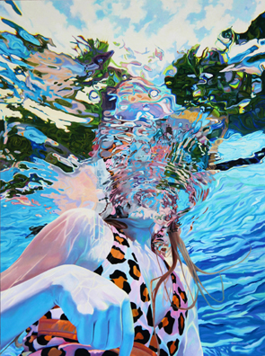 Kat O'Connor acrylic painting figure water pool swimming private collection