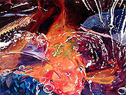 Kat O'Connor Koi fish pond watercolor painting