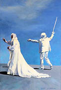 Kat O'Connor wedding couple blue sky elderly oil painting